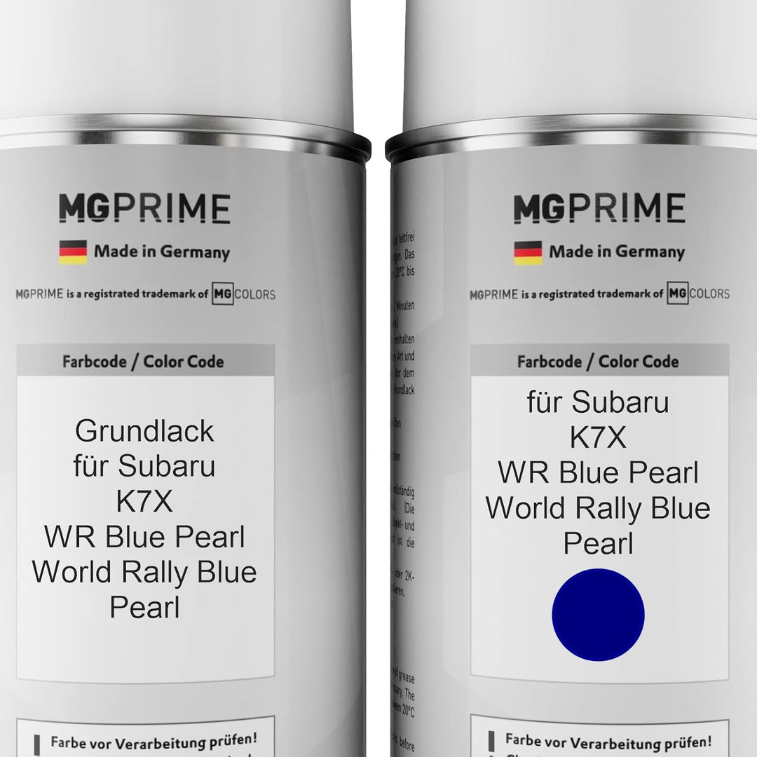 MG PRIME Autolack Sprühdosen Set für Subaru K7X WR Blue Pearl/World Rally Blue Pearl Grundlack Basis