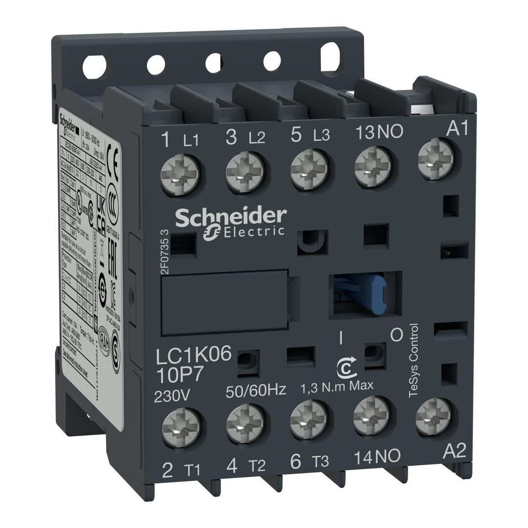 Schneider Electric - Leistungsschütz LC1K 3p, +1S, 4 kW, 9 A, 400 V AC3, Spule 24 V AC, LC1K0910B7 9