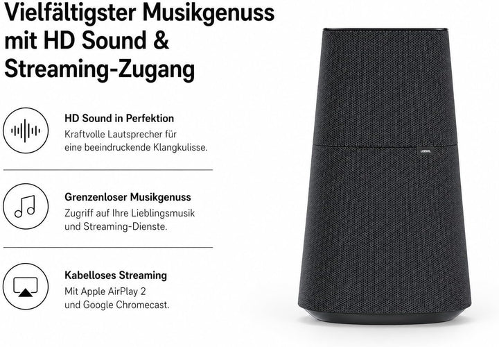 LOEWE Klang mr3, Basaltgrau, Multiroom Lautsprecher, AirPlay 2, Chromcast, DTS Play-Fi, 150 Watt Ges