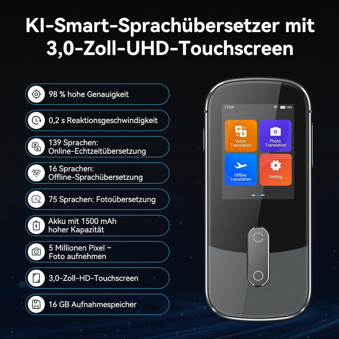 Wooask Sprachübersetzer Ohne Internet, Übersetzer Gerät Testsieger, Translator W09 Übersetzer Echtze