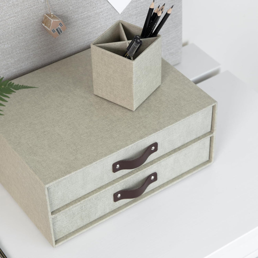 Bigso Box of Sweden BIRGER Schubladenbox für Dokumente und Bürobedarf – Schreibtisch Organizer mit 2