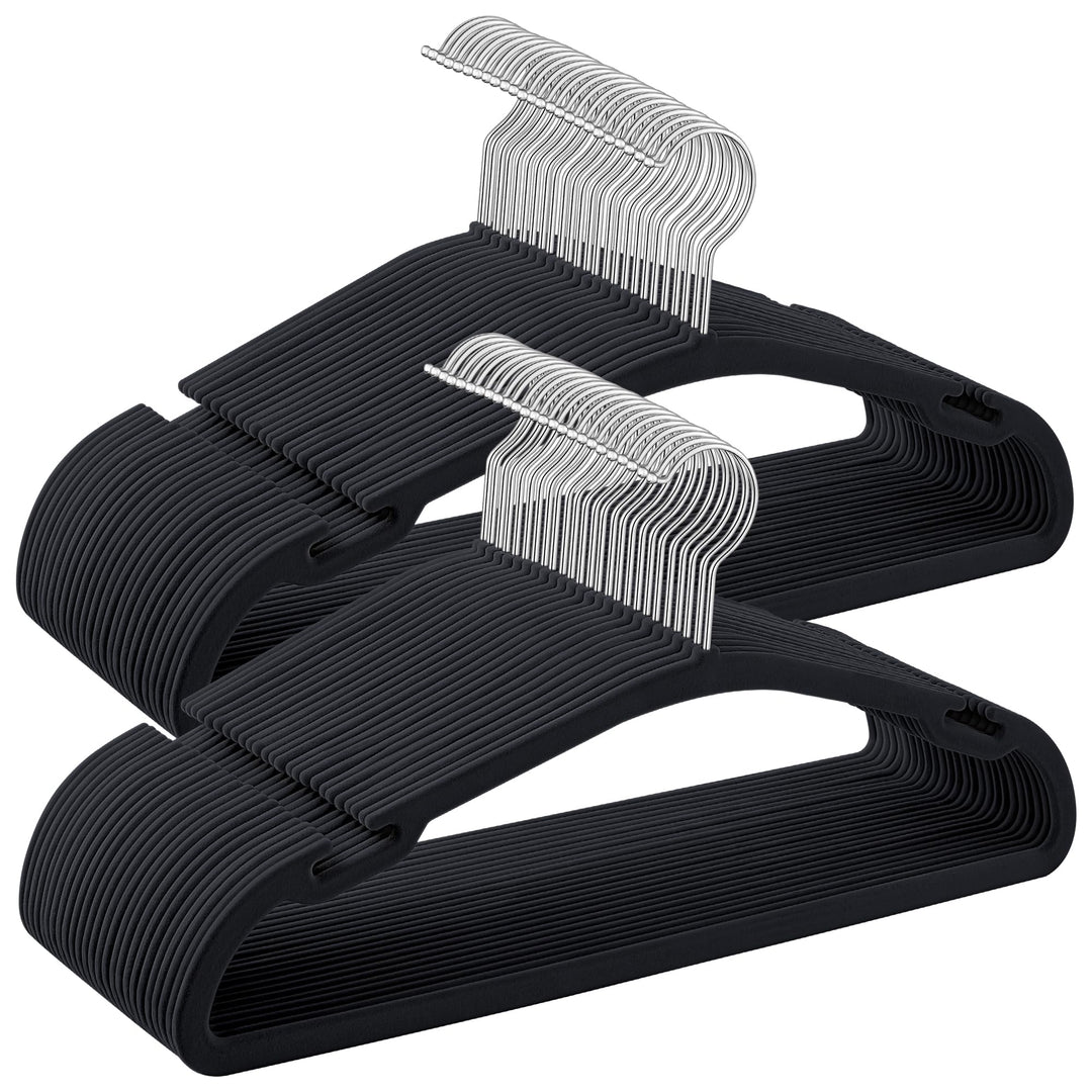 SONGMICS Kleiderbügel Samt, Bügel 50er Set, 43 x 21 cm, Samtbügel rutschfest, breite Schulterkerben,