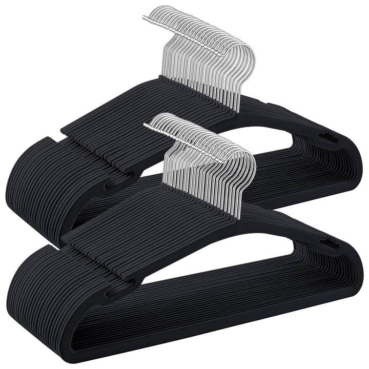 SONGMICS Kleiderbügel Samt, Bügel 50er Set, 43 x 21 cm, Samtbügel rutschfest, breite Schulterkerben,