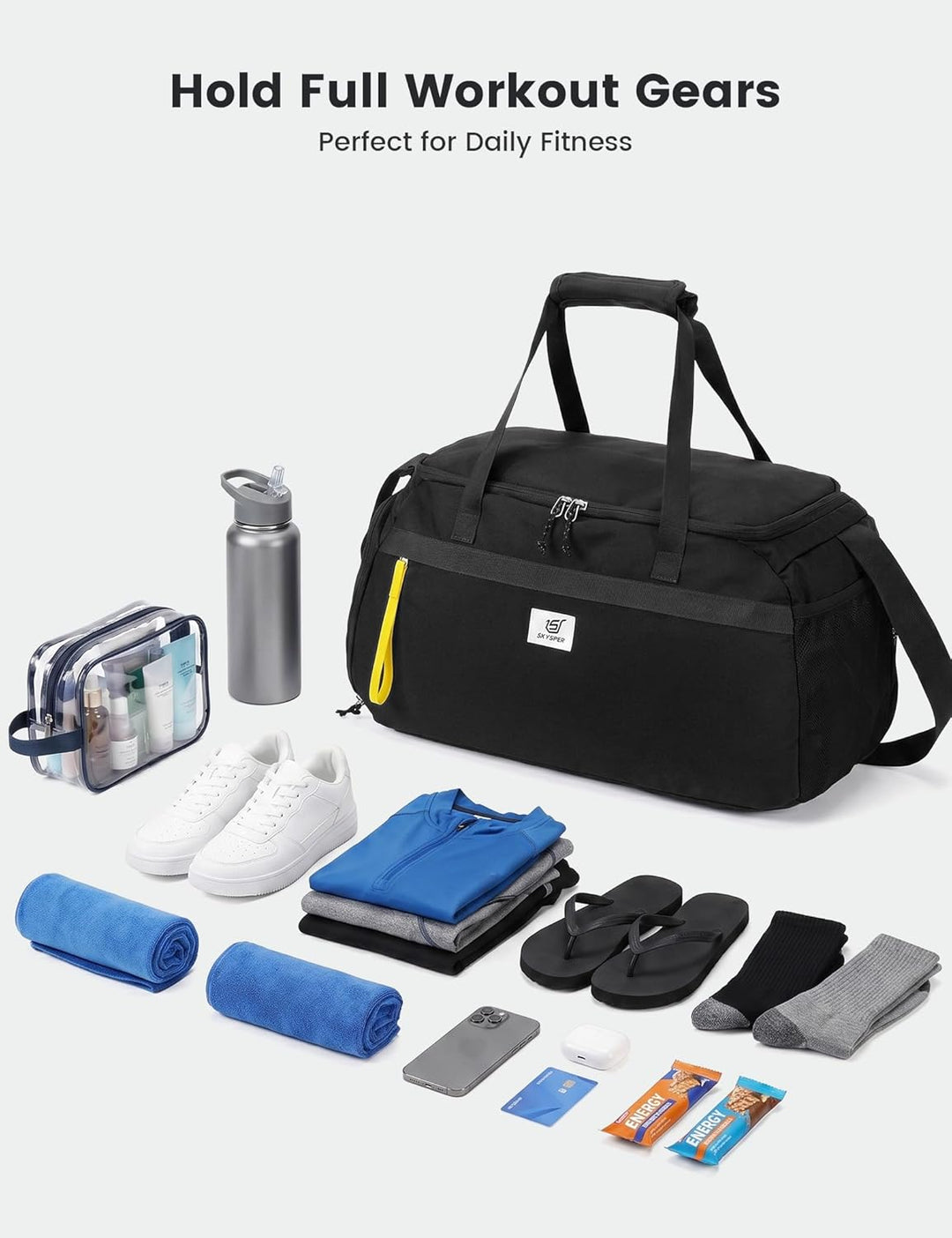 SKYSPER 35L Sporttasche & Reisetasche für Damen Und Herren - mit Schuhfach & Nassfach, Gym Bag & Tra