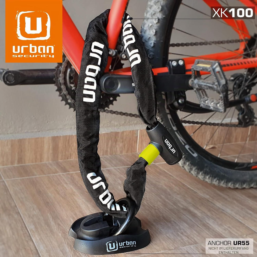 URBAN XK170 Anti-Diebstahl Kette Vorhängeschloss Gehärteter Stahl Scooter und Fahrrad, leicht 170 cm