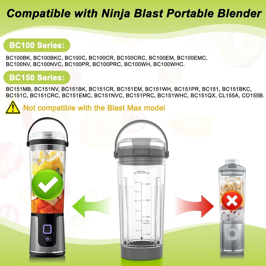 Ersatz Mixbehälter (530 ml) für Ninja Blast Tragbarer Mixer, Austauschdeckel mit Tragegriff, Messera