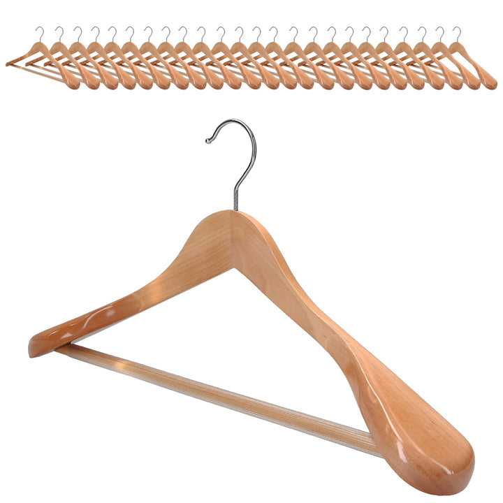 25 x Kleiderbügel Holz VonBueren | 45 x 22,5 cm breit je Bügel/Holzbügel | stabile Holzkleiderbügel