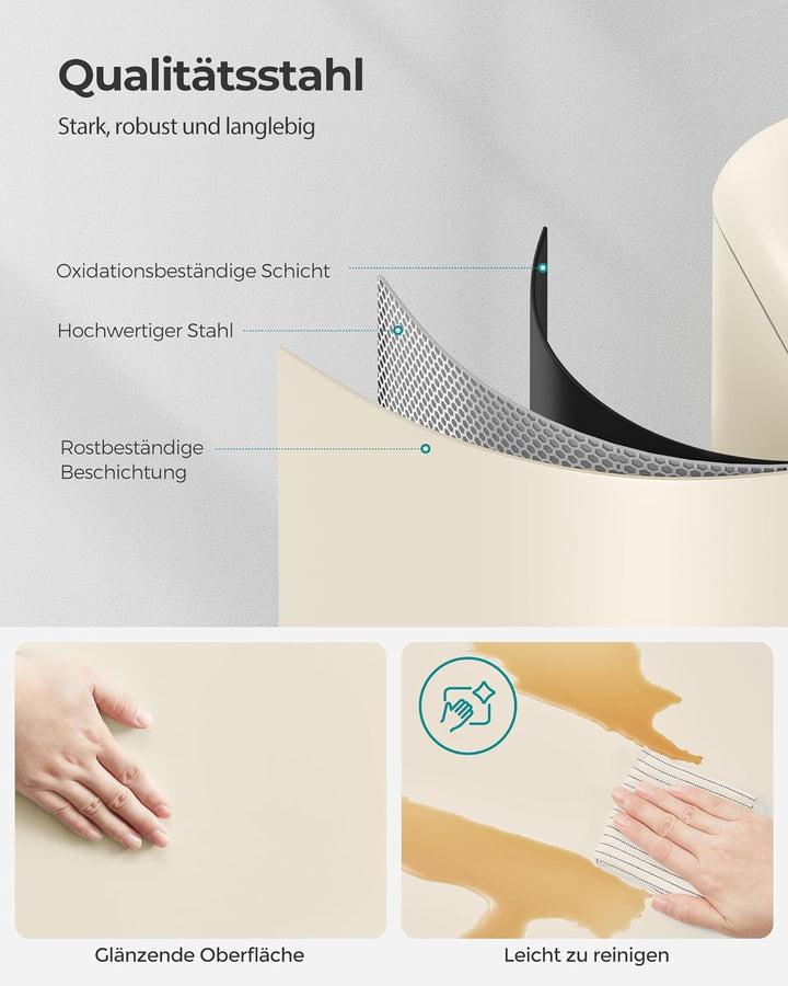 SONGMICS Mülleimer, 30 Liter Abfalleimer, Treteimer aus Stahl, mit Inneneimer und Deckel, Softclose,