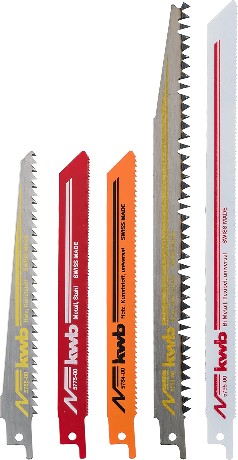 kwb Säbelsägeblatt-Satz für Holz und Metall - Sägeblatt-Set, 5-teilig für Universal-Sägen / Recripro