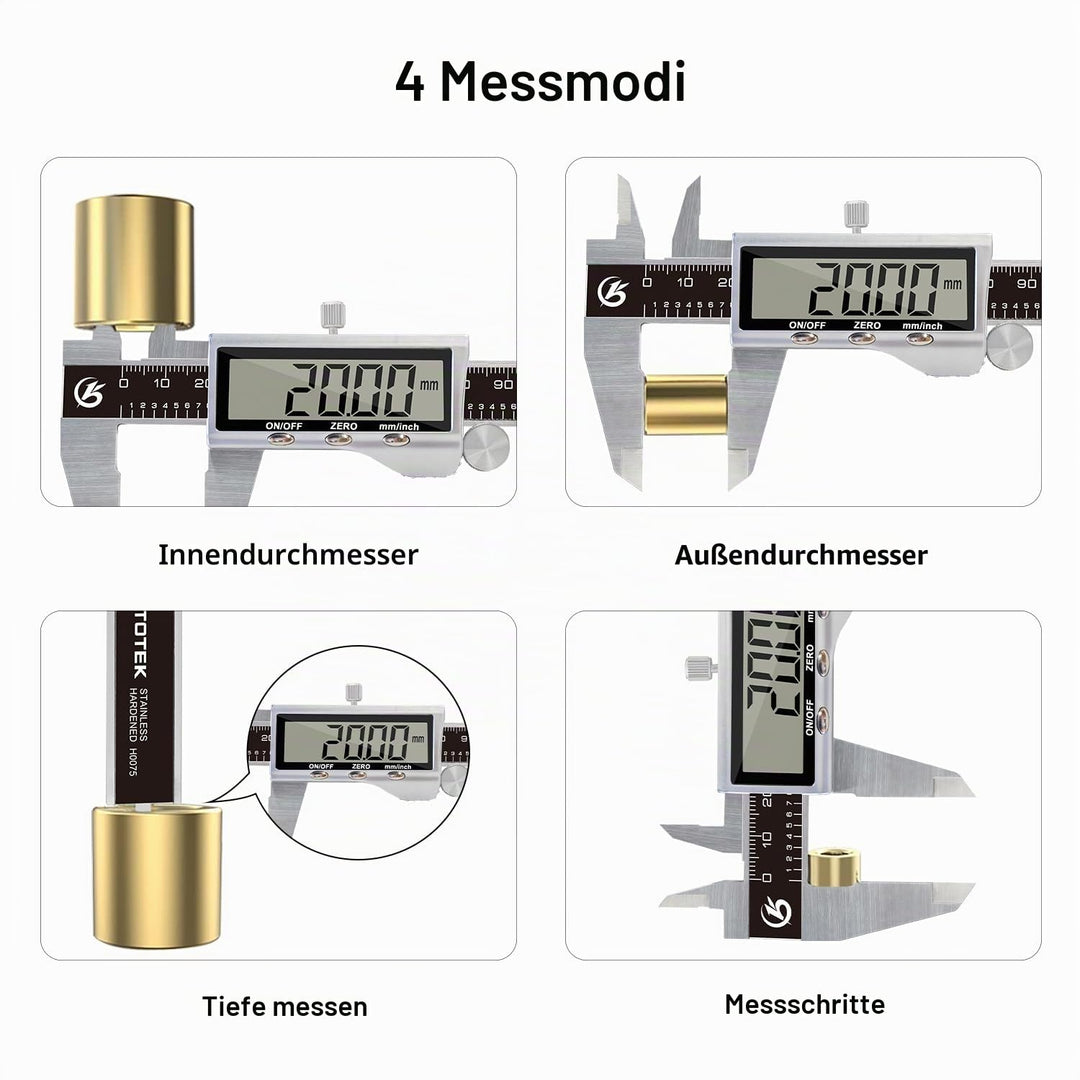 KETOTEK Digitaler Messschieber aus Edelstahl 150 mm/6 Zoll Messwerkzeug LCD-Display Messschieber mit