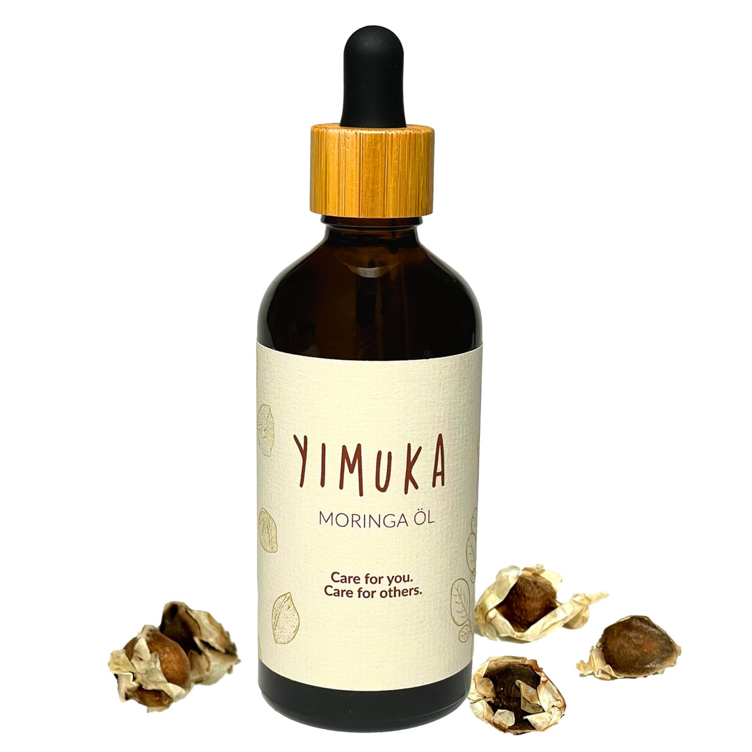 YIMUKA 100% Reines Moringa Öl 100ml - Veganes Hautpflegeöl - Unraffiniert & Nachhaltig - Perfekte Fe