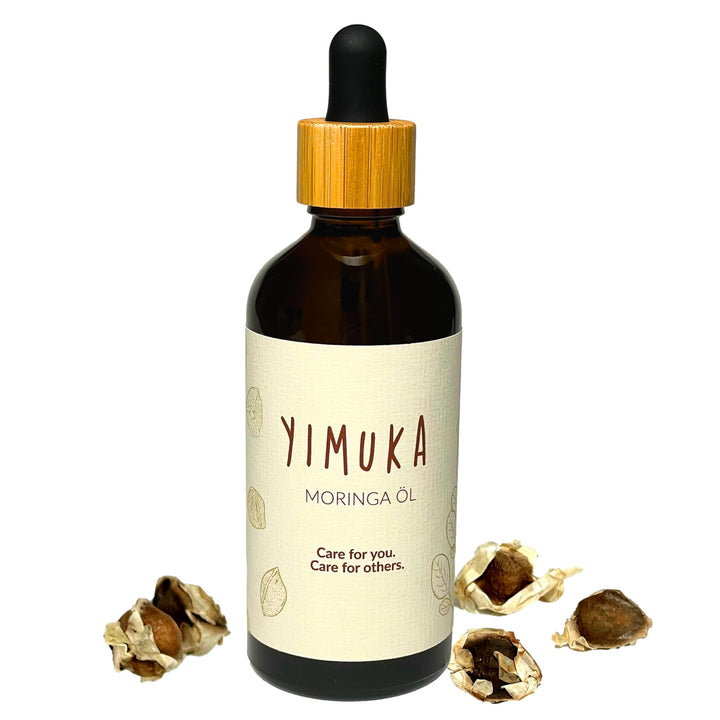 YIMUKA 100% Reines Moringa Öl 100ml - Veganes Hautpflegeöl - Unraffiniert & Nachhaltig - Perfekte Fe