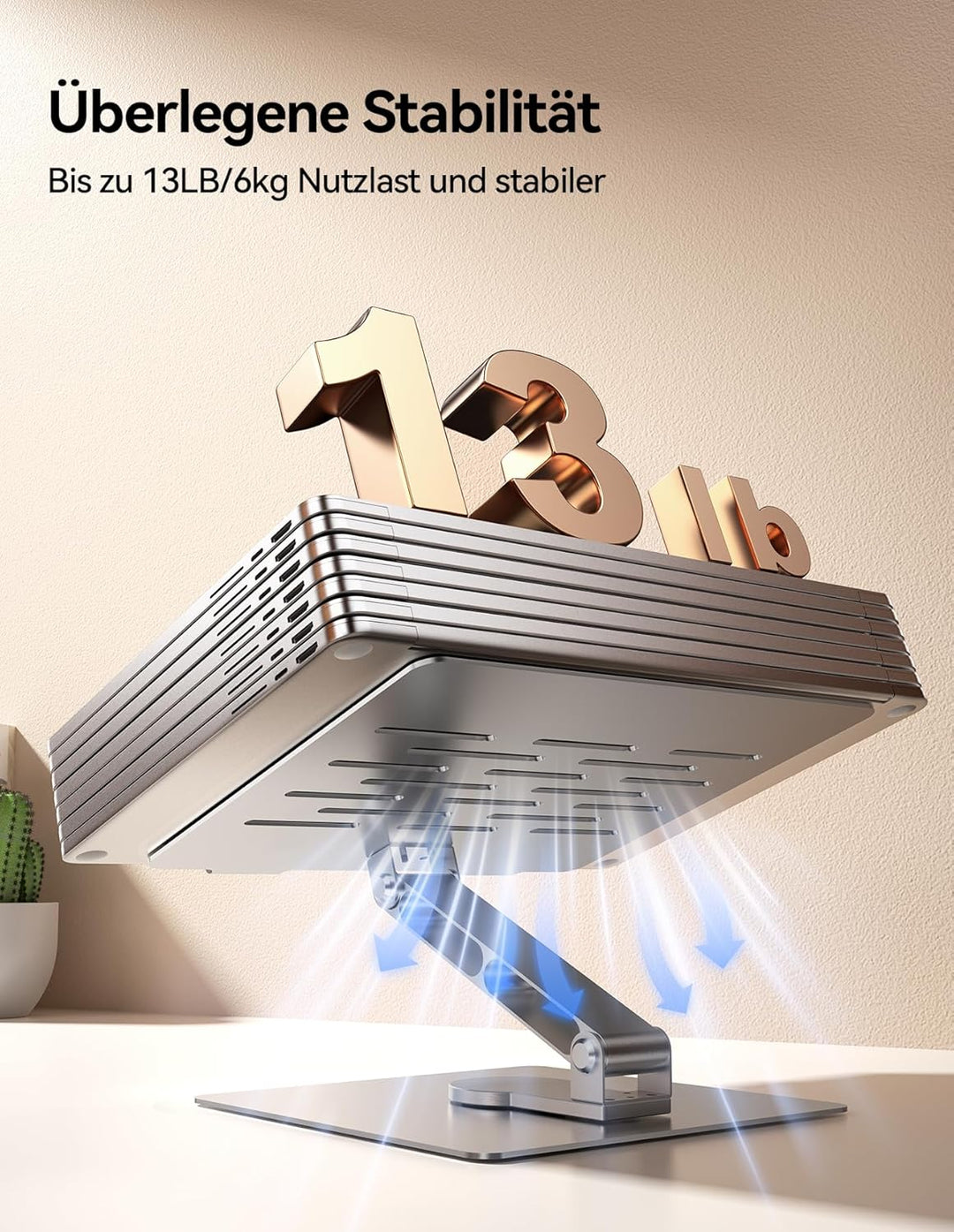 TECKNET Laptop Ständer mit 360 Drehbarer Basis, Laptopständer Höhenverstellbar, Faltbarer Laptop Sta