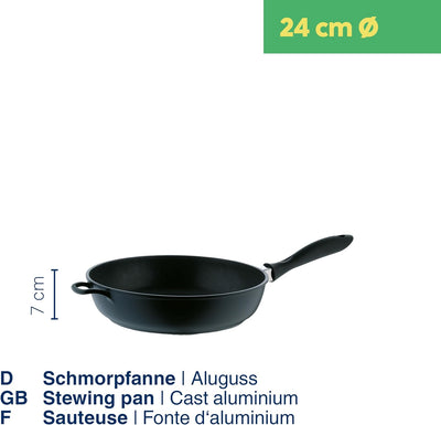 Kela 11567 Schmorpfanne, Antihaftversiegelung, Aluguss 5 mm, Induktionsgeeignet, 24 cm Durchmesser,