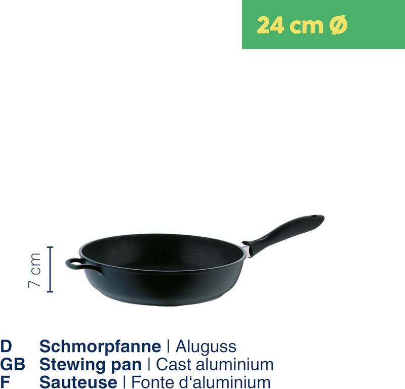 Kela 11567 Schmorpfanne, Antihaftversiegelung, Aluguss 5 mm, Induktionsgeeignet, 24 cm Durchmesser,