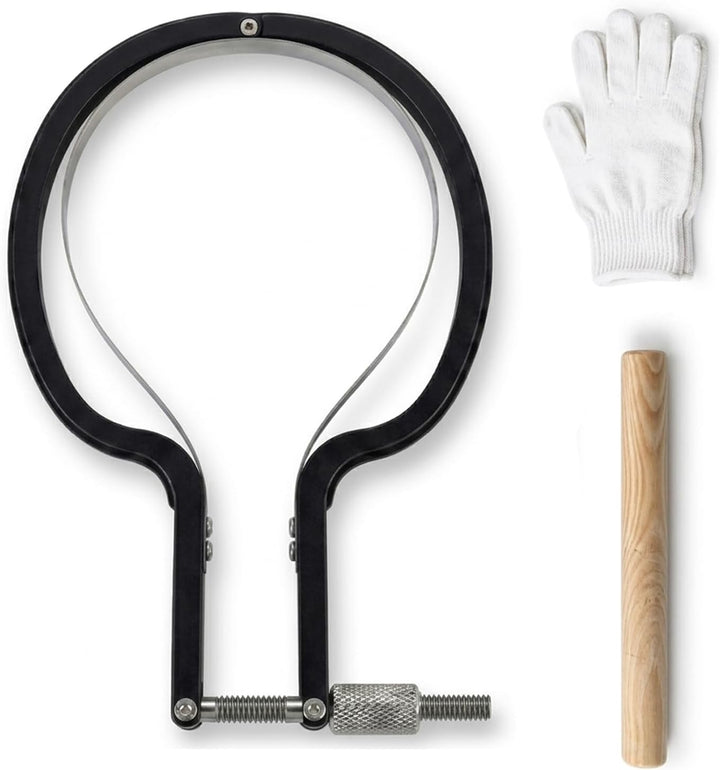 Tischtennis Schlägerschneider Set, Verstellbarer Bogenschneider mit Holzstab & Handschuh Profi Kante