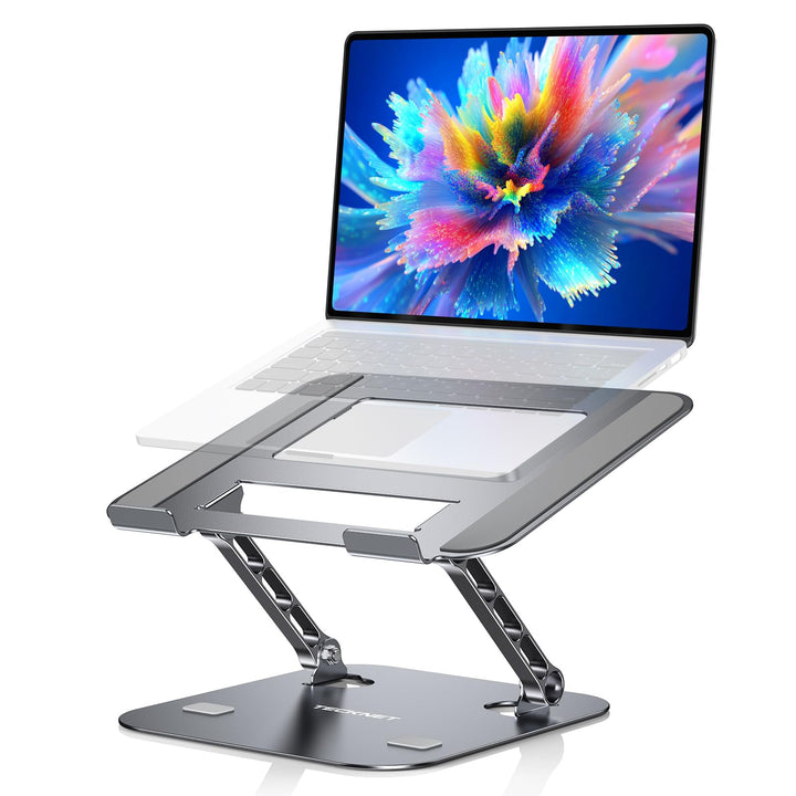 TECKNET Laptop Ständer Höhenverstellbarer, Ergonomischer Faltbarer Tragbarer Belüfteter Laptop Halte
