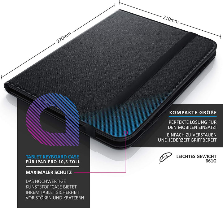 CSL - Bluetooth Slim Tastatur für Tablets 9-10 Zoll - für Apple iPad 2 3 4 UVM. inkl. Kunstledercase