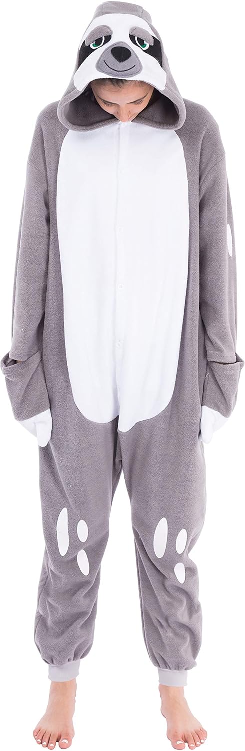 Spooktacular Creations Unisex Erwachsene Faultier Kostüm Schlafanzug Jumpsuit, Plüsch Onesie Pyjama