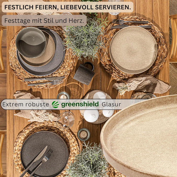 Sänger Kairo | Dessertteller 4 teilig, Steingut Frühstücksteller 4 Personen, kleine Teller spülmasch