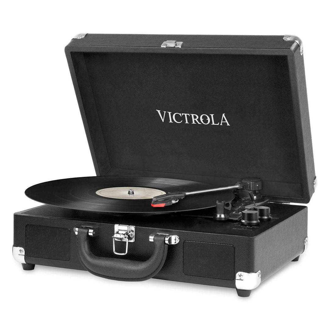 Victrola Journey Bluetooth Kofferplattenspieler mit DREI Abspielgeschwindigkeiten | Schwarz | VSC-55