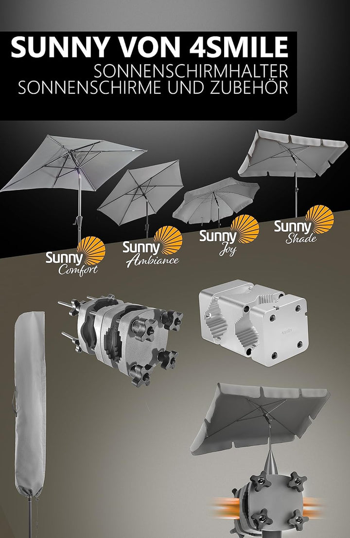 4smile Sonnenschirmhalter Balkongeländer - Edelstahl Schirmhalterung Balkongeländer SunnyEasy als So