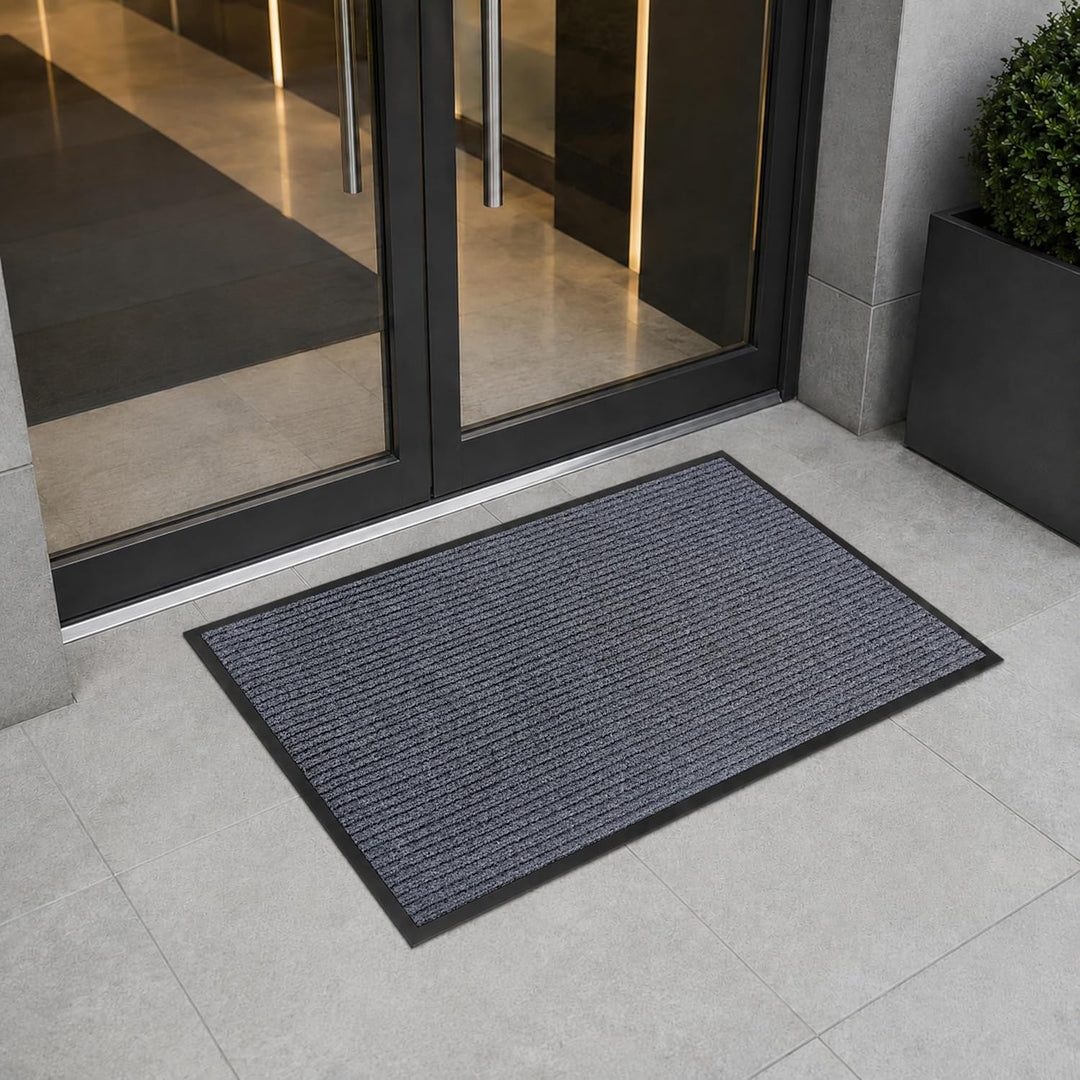 Fussmatte Grau 60x80 cm – Robuste, rutschfeste Schmutzfangmatte für Innen- und Aussenbereich - saugf