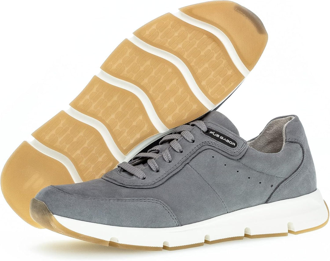 Pius Gabor Herren Sneaker,zertifiziertes Leder,Wechselfussbett,Superflex Sohle 50 EU Grau Platin, 50