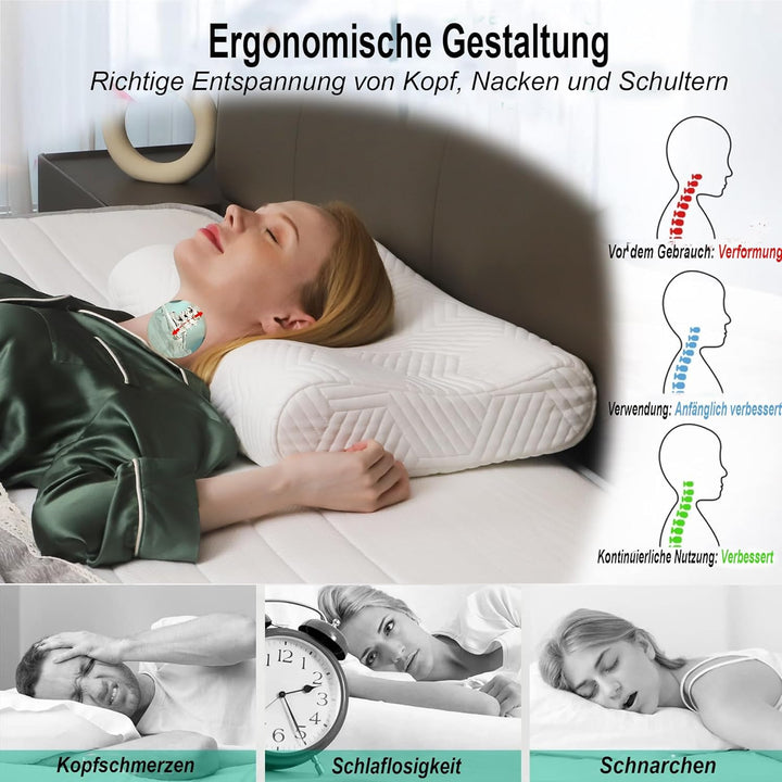 LAMB Nackenkissen Kopfkissen, Höheneinstellbares Memory Foam Nackenstützkissen Seitenschläferkissen,