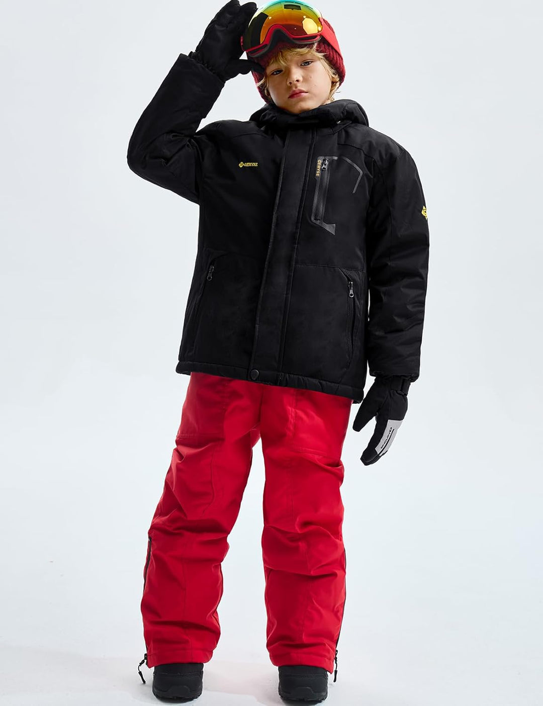 GEMYSE Jungen Skijacke Wasserdichte Winterjacke Warm Gefütterte Kinder Winddichte Schneejacke mit Ka