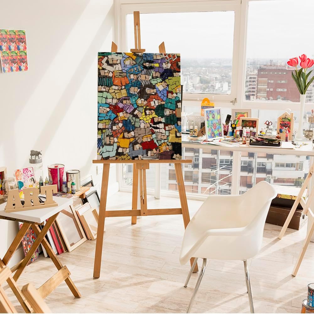 Artnapi Malen nach Zahlen Erwachsene mit Rahmen | DIY Handgemalt | Bunte Mosaik-Abstraktion| Kit für
