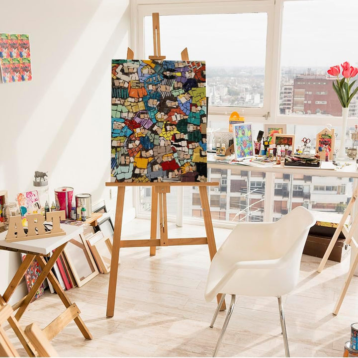 Artnapi Malen nach Zahlen Erwachsene mit Rahmen | DIY Handgemalt | Bunte Mosaik-Abstraktion| Kit für