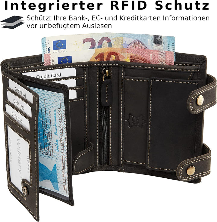Wildery® RFID Biker Geldbörse mit Kette I Geldbeutel mit Kette Männer I Portemonnaie mit Sicherheits