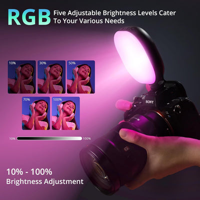 Video Licht RGB ATUMTEK LED Videoleuchte mit 2000 mAh Akku Licht Klein Dimmbare 3000-6700K,mit Kalts