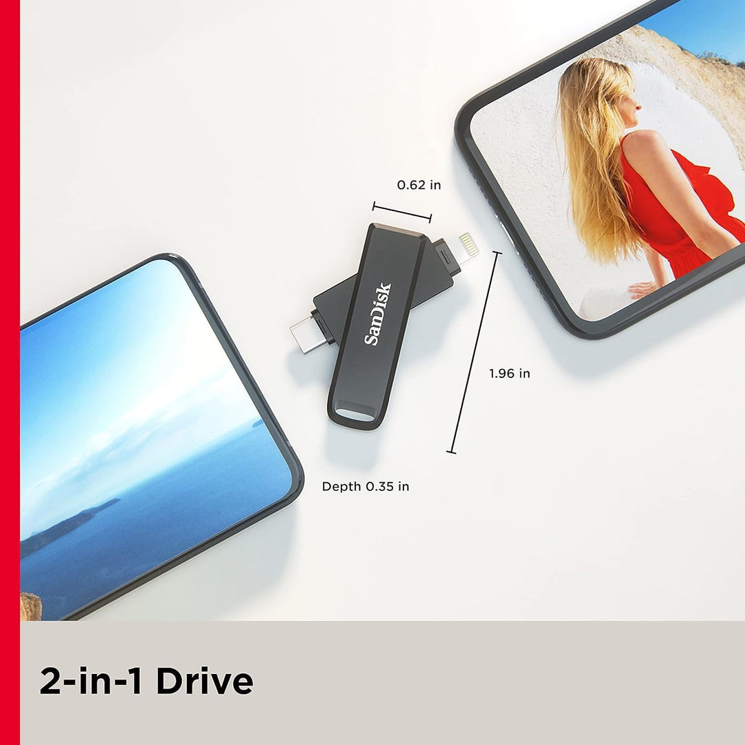 SanDisk iXpand Luxe Flash-Laufwerk 2-in-1 iPhone Speicher 256 GB (iPad kompatibel, automatisches Bac