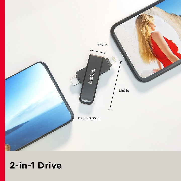 SanDisk iXpand Luxe Flash-Laufwerk 2-in-1 iPhone Speicher 256 GB (iPad kompatibel, automatisches Bac