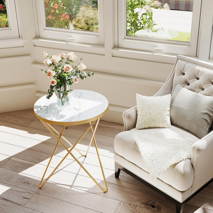 HOLTICO Couchtisch, Beistelltisch rund, Wohnzimmertisch, Kleiner Tisch, Sofatisch für Wohnzimmer, We