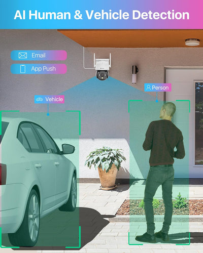 ZOSI 4MP WLAN Überwachungskamera Aussen, Pan/Tilt WiFi Dome Kamera mit Plug-in Strom, 360°/140° Schw