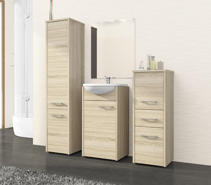AKORD Badezimmerschrank schränke | Badezimmer kommode | FIN 85 2D1SZ, 2 Türen und 1 Schublade, B30 x