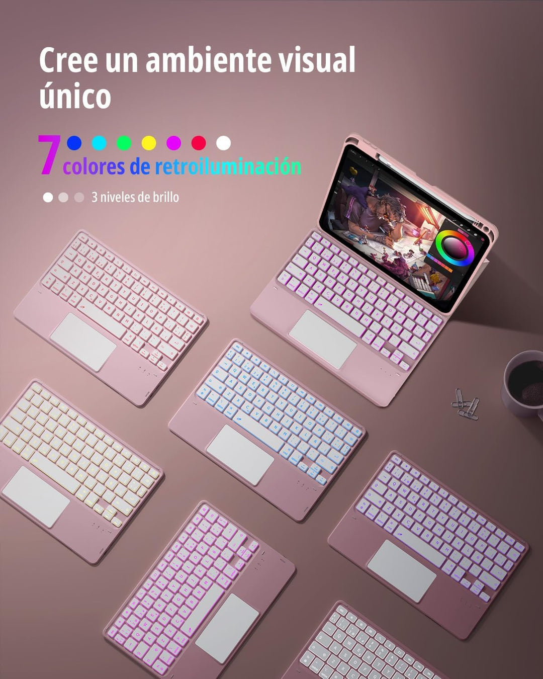 CACOE Hülle Tastatur Kompatibel mit iPad 10 Generation 10.9 Zoll 2022 A2757/A2777 mit Touchpad, 7-Fa