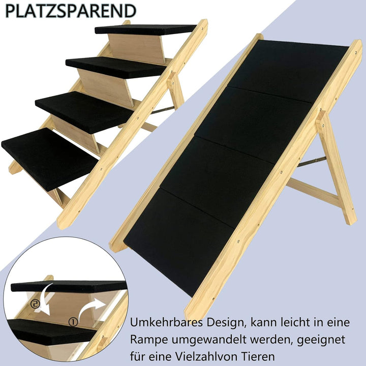 Aufun 2-in1 Hunderampe, Haustiertreppe Hundetreppe Faltbar für Katzen grosse und kleine Hunde, Tiert