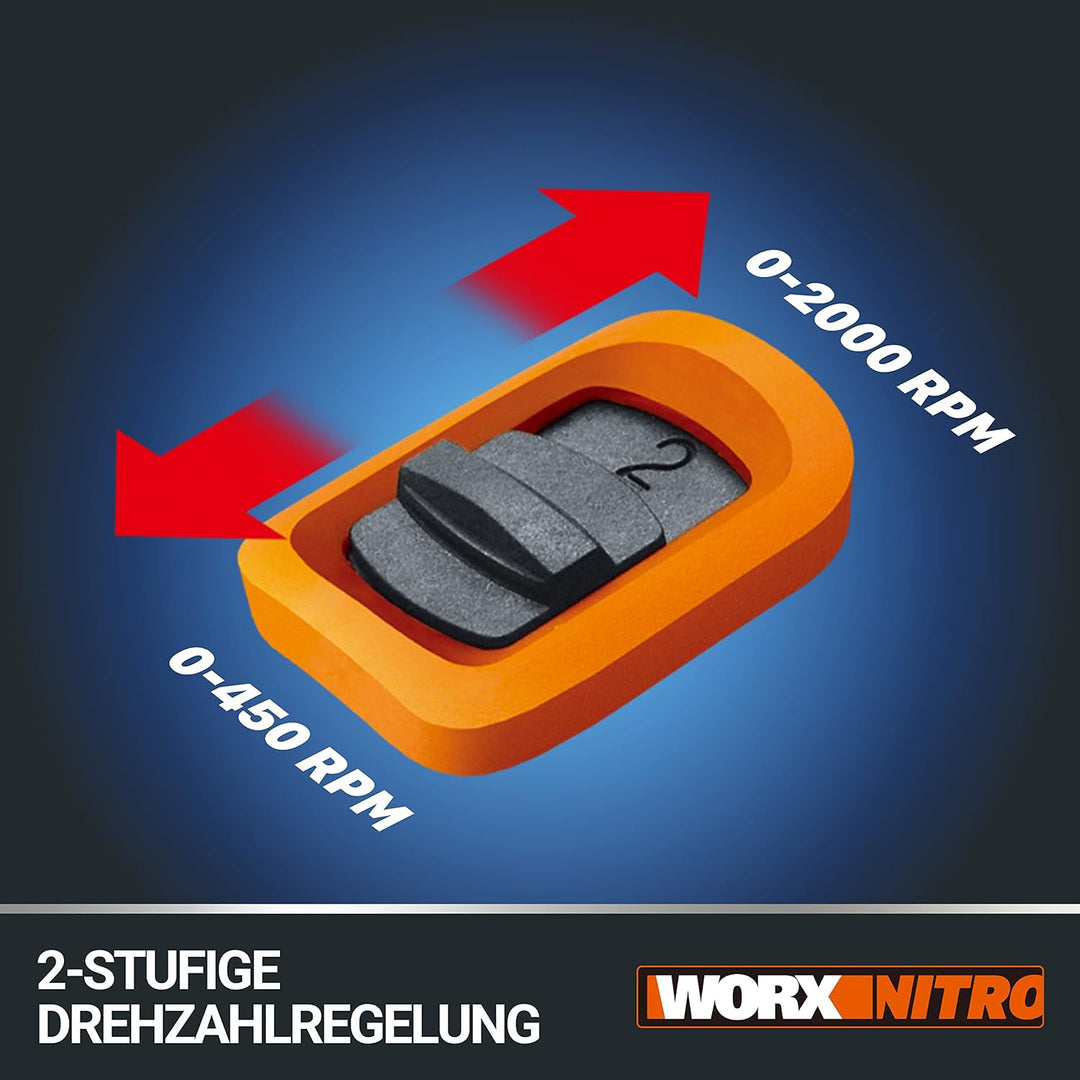 WORX WX102.9 Akku Bohrschrauber 20V – Bürstenloser Akkuschrauber - 60Nm, 2-Gang-Getriebe und LED-Lic