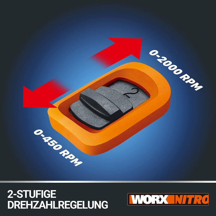 WORX WX102.9 Akku Bohrschrauber 20V – Bürstenloser Akkuschrauber - 60Nm, 2-Gang-Getriebe und LED-Lic