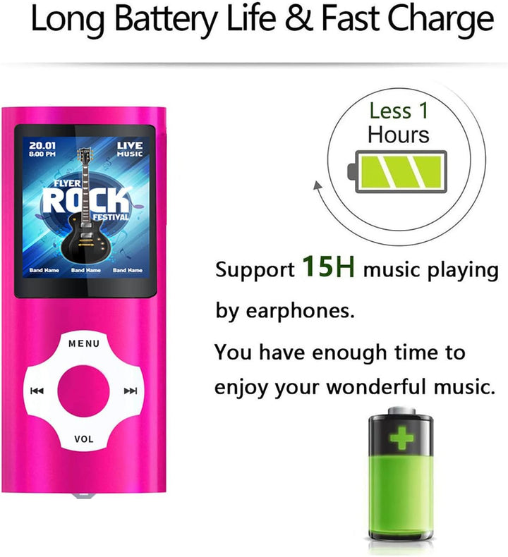 MP3 Player mit 32GB MicroSD Speicherkarte, Tabmart MP4 Musik Player Unterstützung Audio Player Media