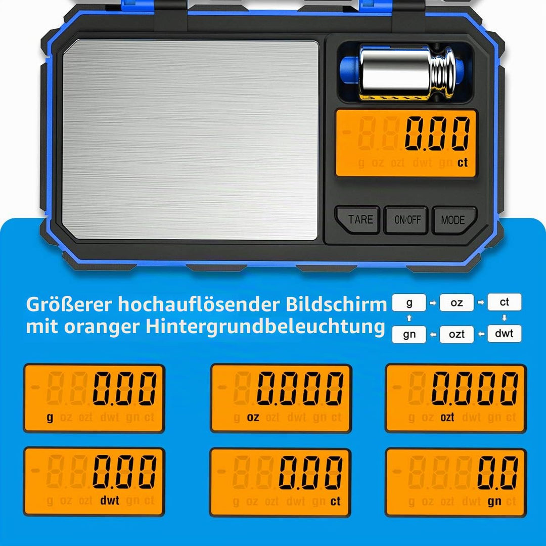 Brifit Feinwaage 0,01g, 200 x 0.01g Taschenwaage Digitalwaage mit EIN 50g Edelstahl Kalibriergewicht