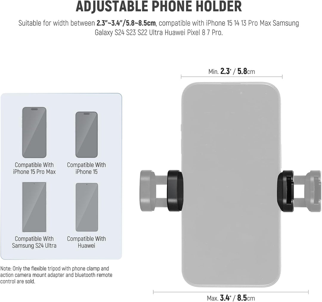 NEEWER Basic Stativ für iPhone mit Fernbedienung/Action Adapter/Telefonhalter, Telefon Stativ Stand