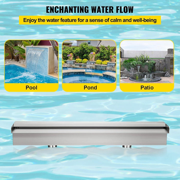 Edelstahl Wasserfall Element 60cm,Teich Wasserfall Spillway Pool Brunnen Wasser Feature,Edelstahl Te