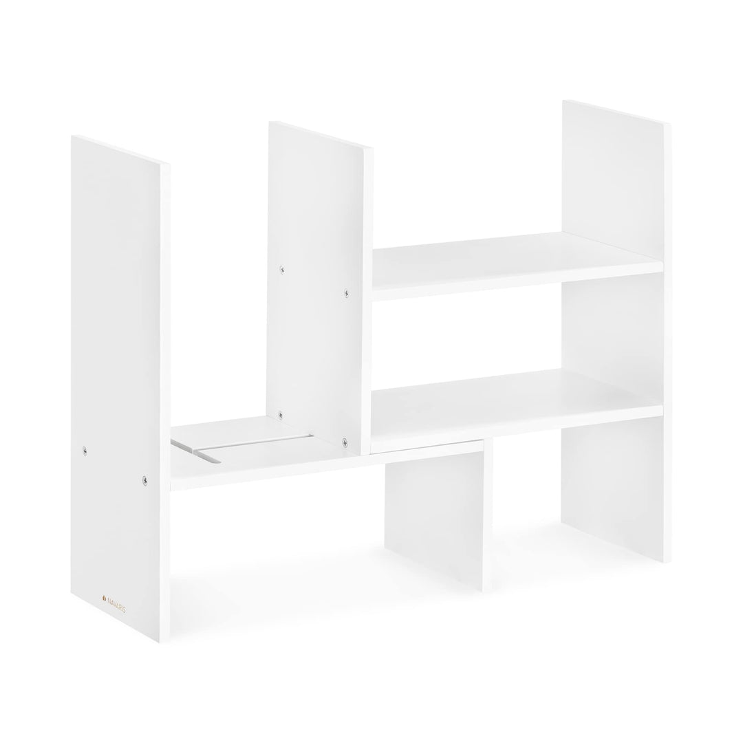 Navaris Bambus Schreibtisch Organizer 64x15,5x40 - Tisch Regal Ordnungssystem verstellbar - Eckregal
