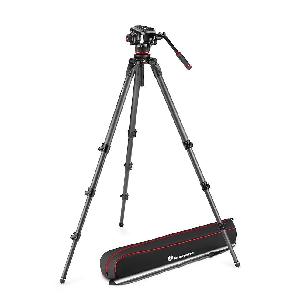 Manfrotto 504X Fluid-Videokopf mit 536 Carbon-Einbeinstativ, Stativ und Videokopf-Kit aus Premium-Ko