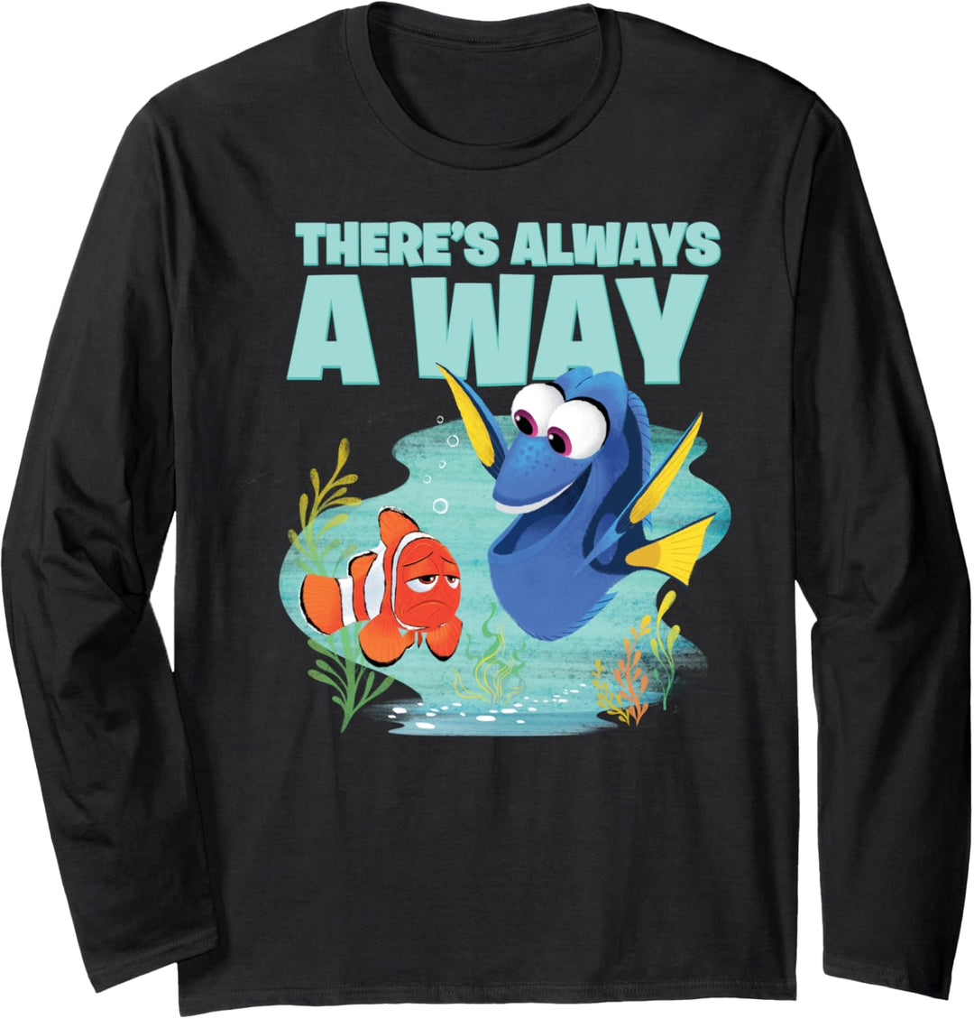 Disney Pixar Finding Dory Always A Way Inspirational Text Langarmshirt